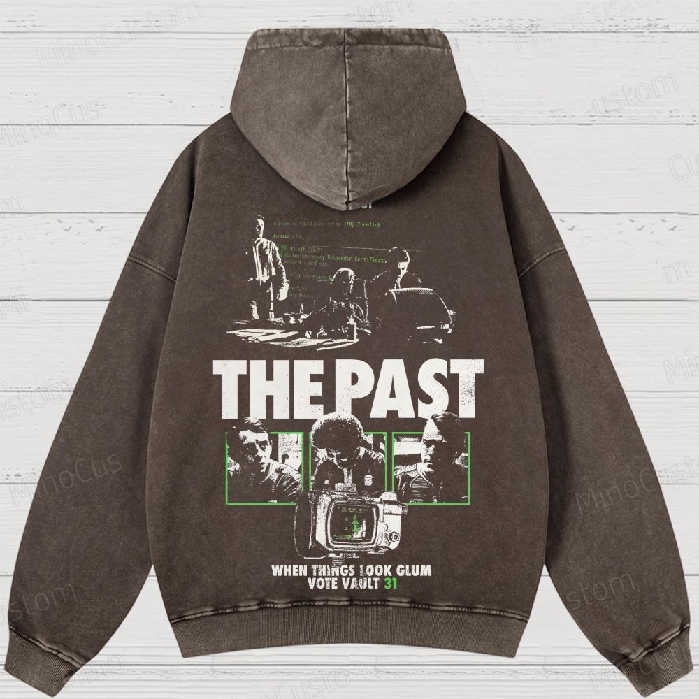 Fallout Scene and Text Graphic Washed Vintage Hoodie
