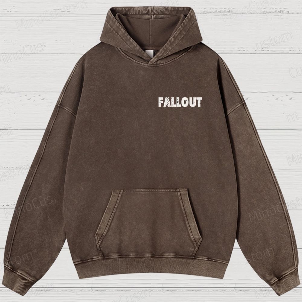 Fallout Scene and Text Graphic Washed Vintage Hoodie