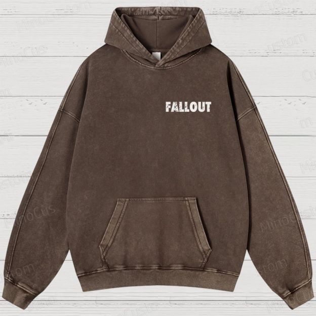 Fallout Scene and Text Graphic Washed Vintage Hoodie