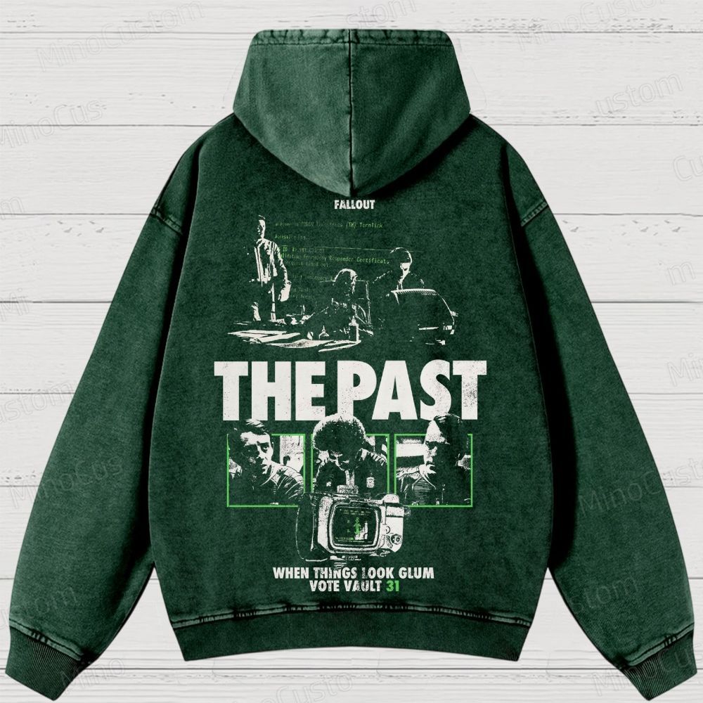 Fallout Scene and Text Graphic Washed Vintage Hoodie