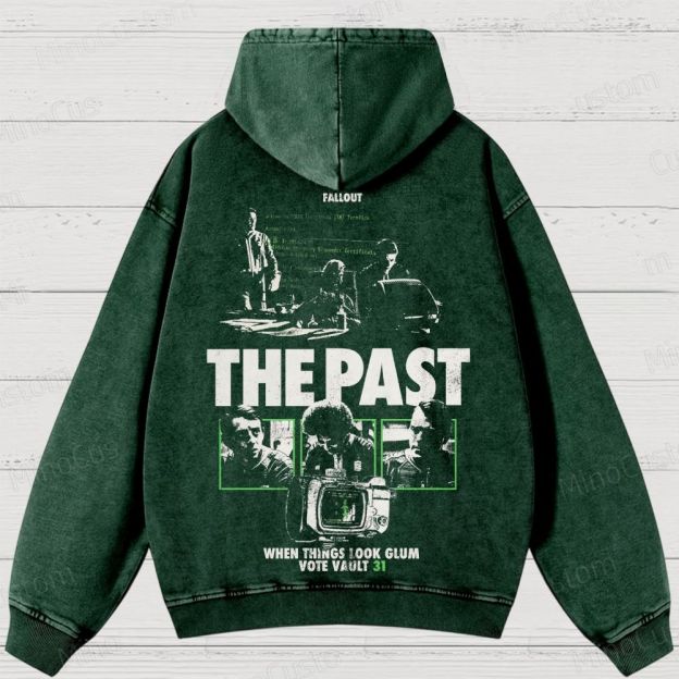 Fallout Scene and Text Graphic Washed Vintage Hoodie