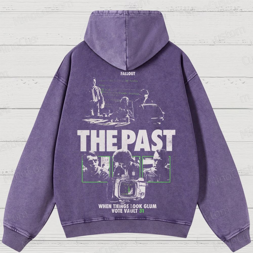 Fallout Scene and Text Graphic Washed Vintage Hoodie