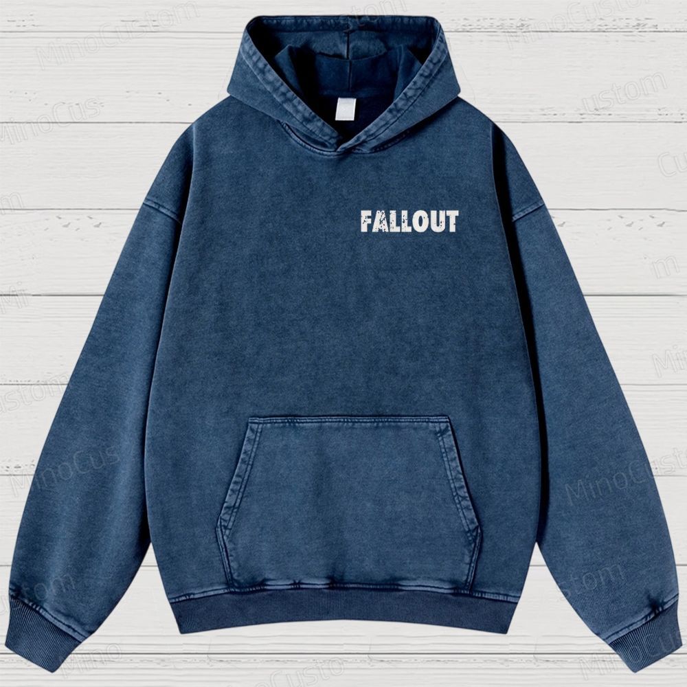 Fallout Scene and Text Graphic Washed Vintage Hoodie