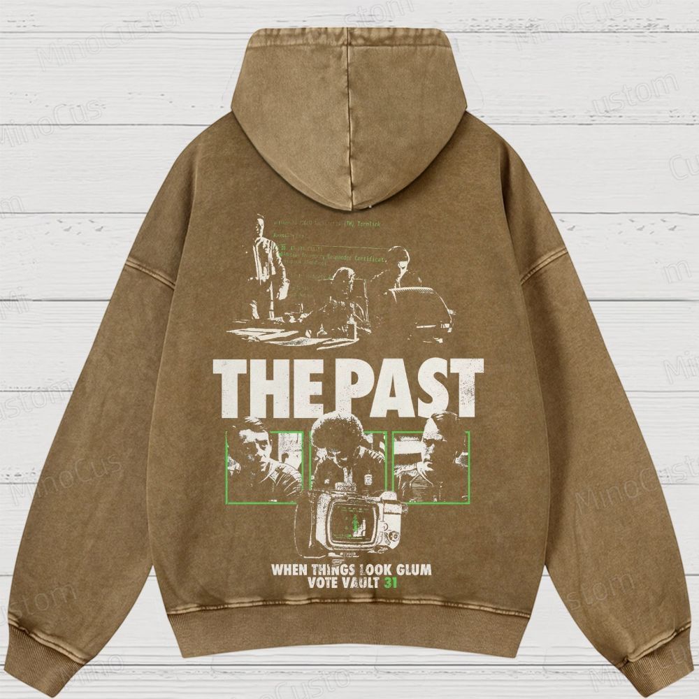 Fallout Scene and Text Graphic Washed Vintage Hoodie