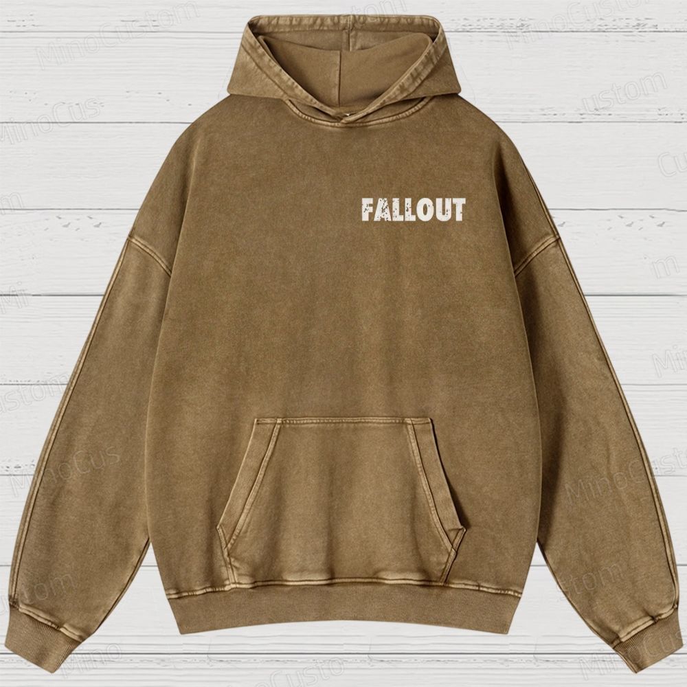 Fallout Scene and Text Graphic Washed Vintage Hoodie