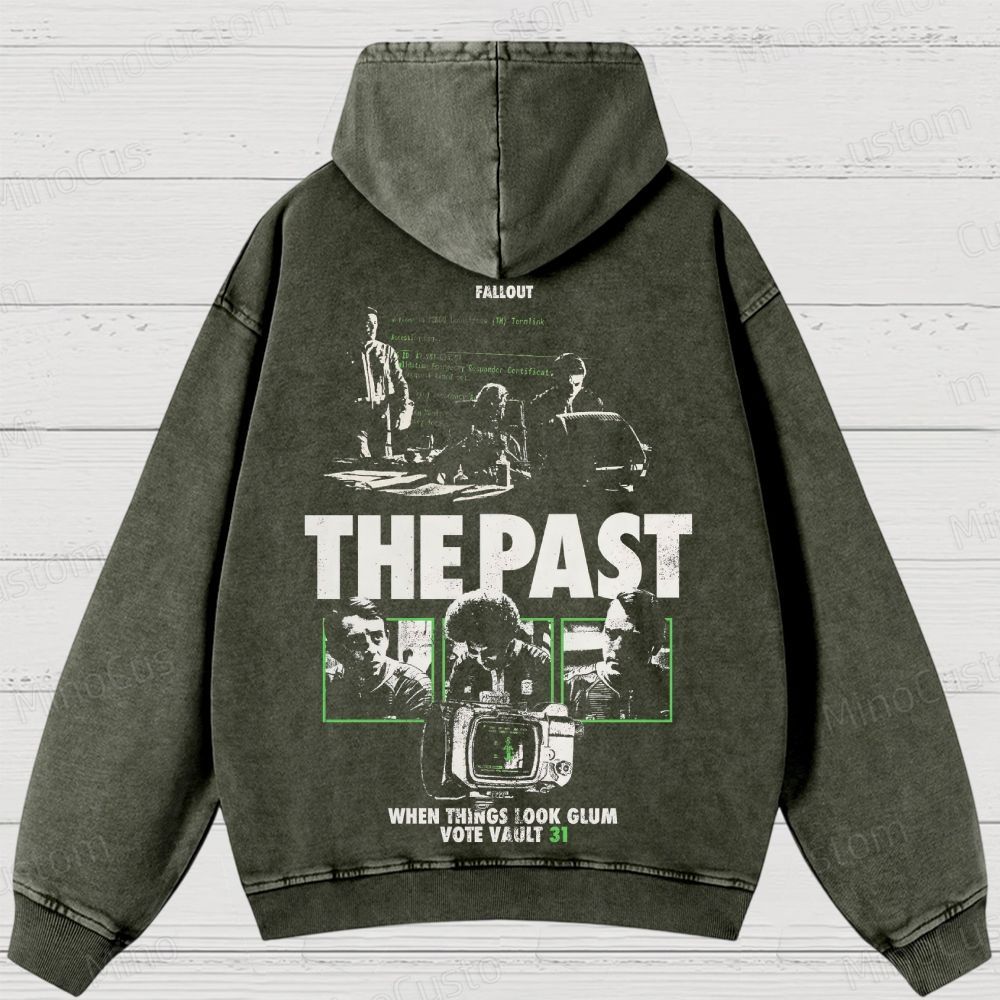 Fallout Scene and Text Graphic Washed Vintage Hoodie