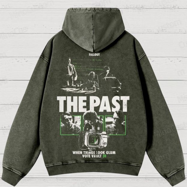 Fallout Scene and Text Graphic Washed Vintage Hoodie