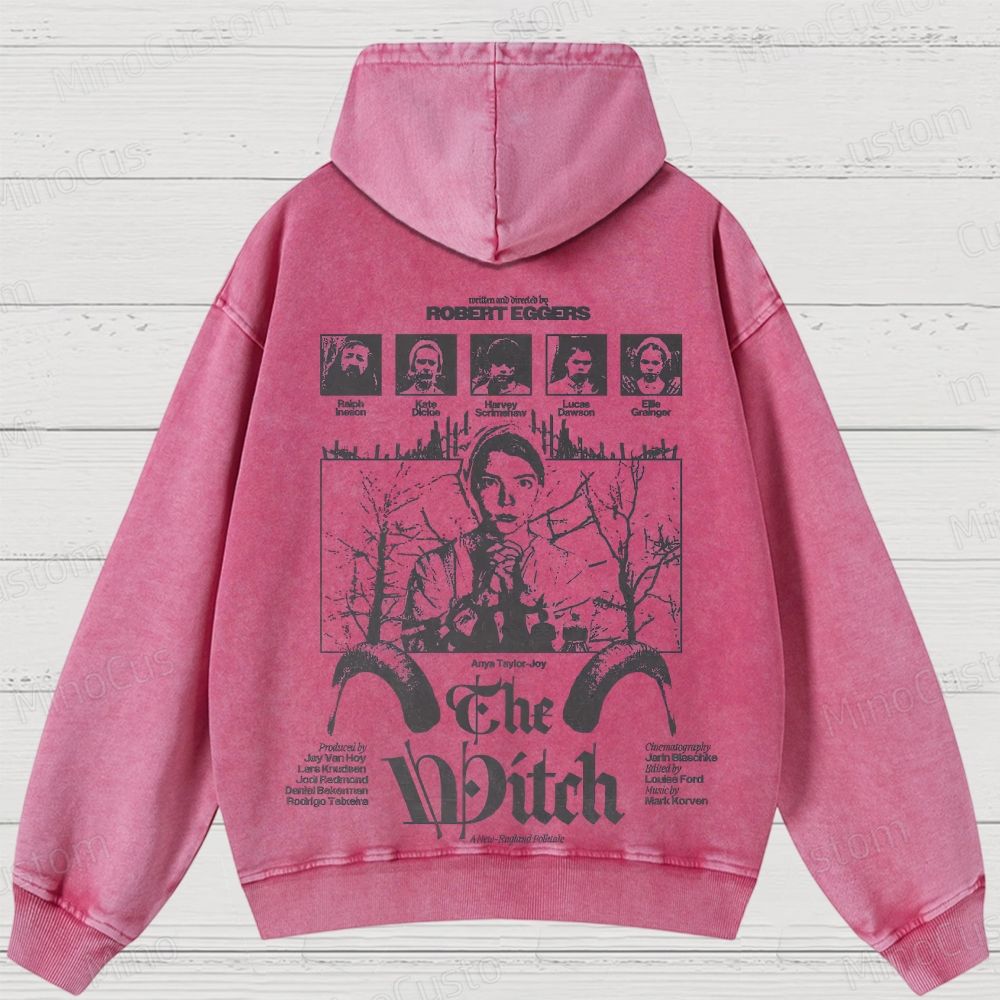 The Witch Character and Text Graphic Washed Vintage Hoodie
