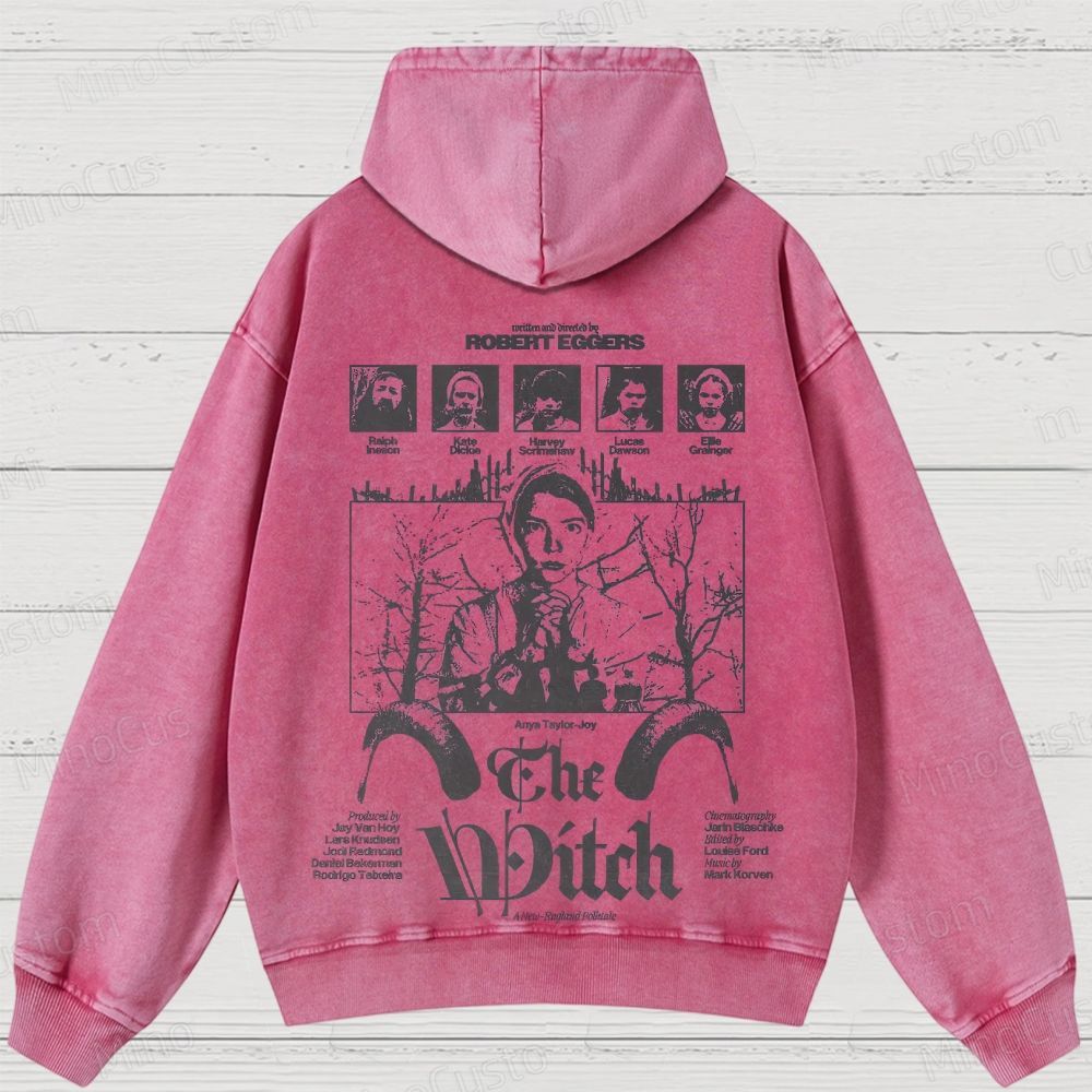 The Witch Character and Text Graphic Washed Vintage Hoodie
