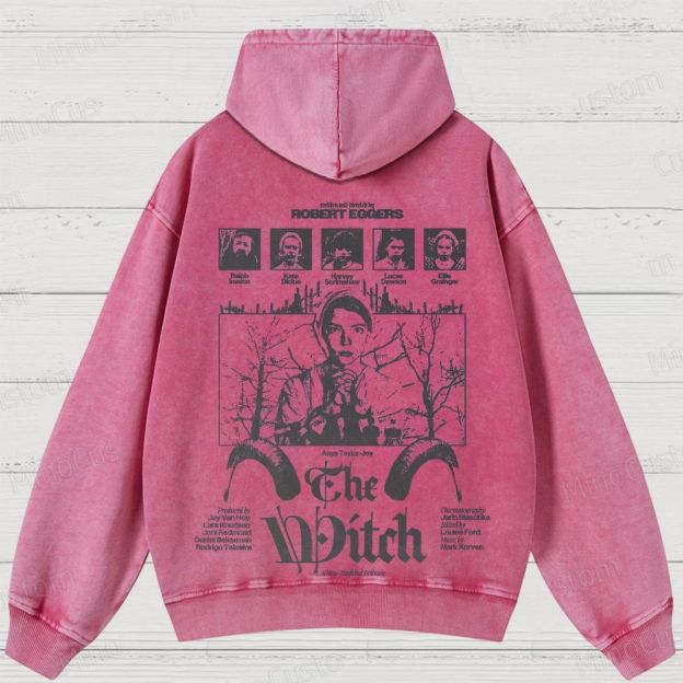The Witch Character and Text Graphic Washed Vintage Hoodie
