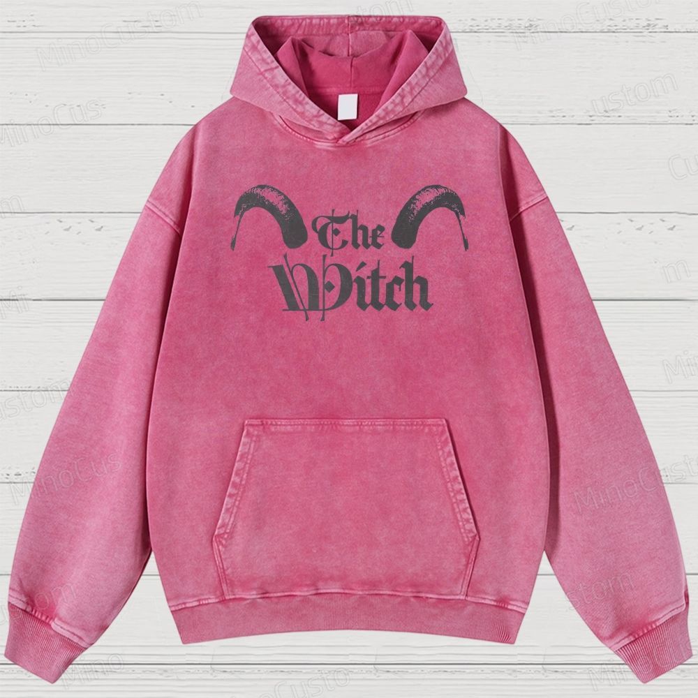 The Witch Character and Text Graphic Washed Vintage Hoodie