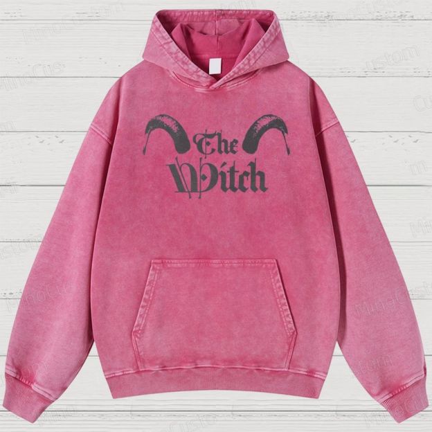 The Witch Character and Text Graphic Washed Vintage Hoodie