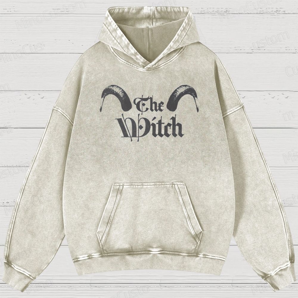 The Witch Character and Text Graphic Washed Vintage Hoodie
