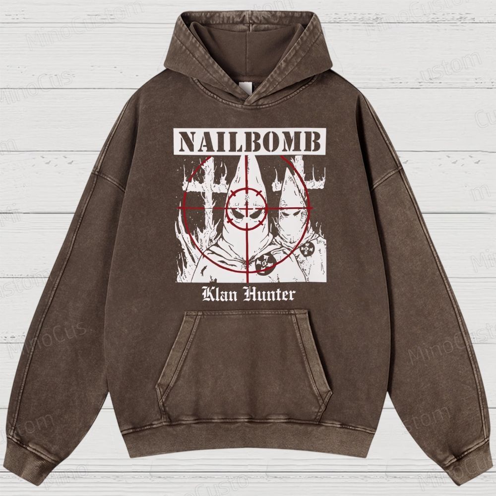 NAILBOMB - "Klan Hunter" Premium Washed Hoodies 