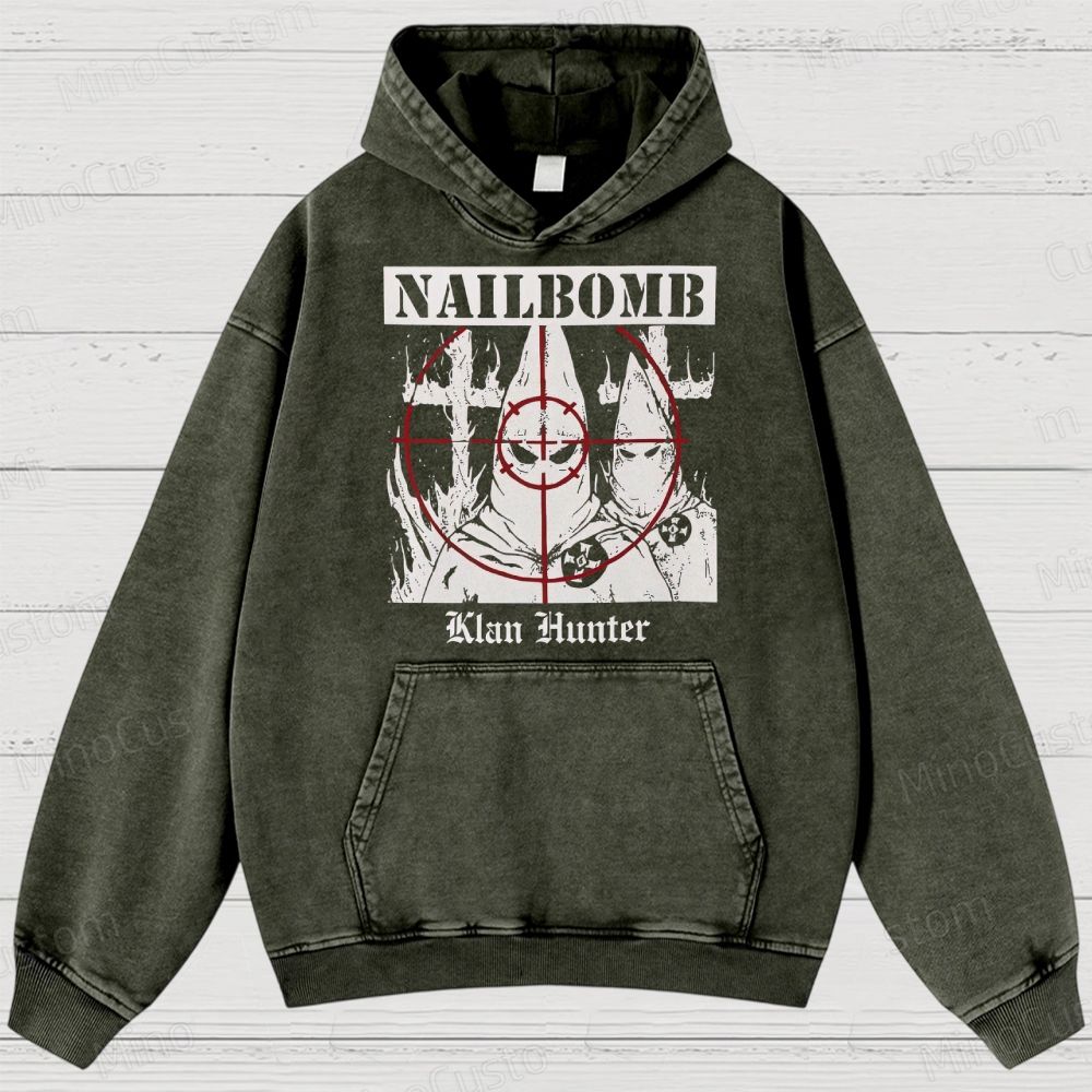 NAILBOMB - "Klan Hunter" Premium Washed Hoodies 