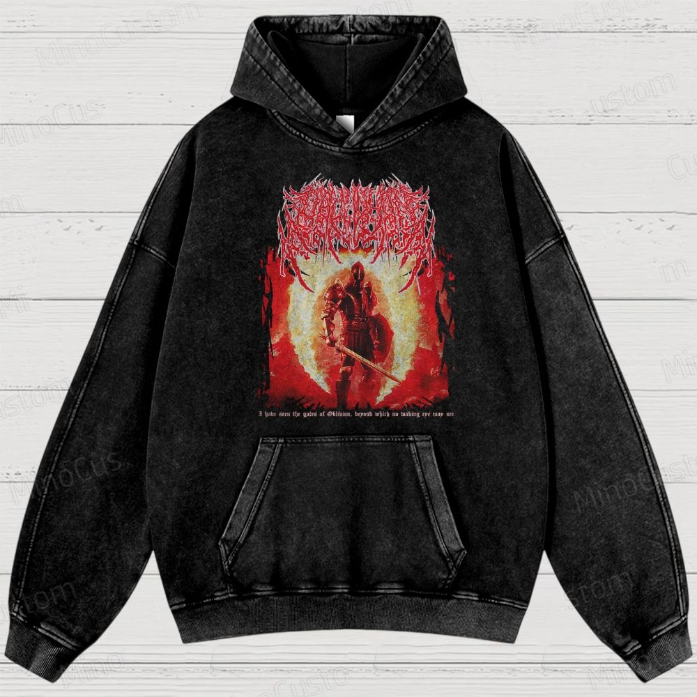 Oblivion Elder Scrolls Death Metal Washed Hoodies 