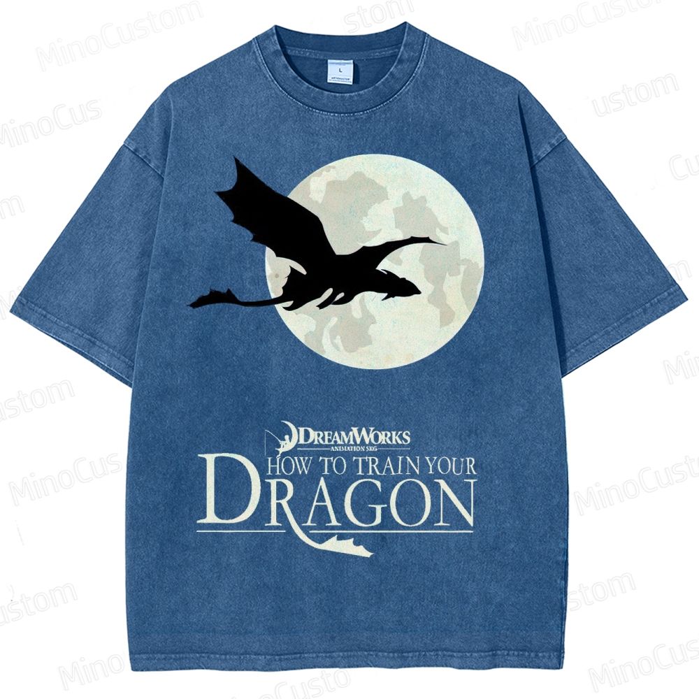 "How to Train Your Dragon" Moonlight Silhouette Washed T-Shirt
