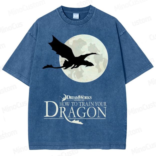 "How to Train Your Dragon" Moonlight Silhouette Washed T-Shirt