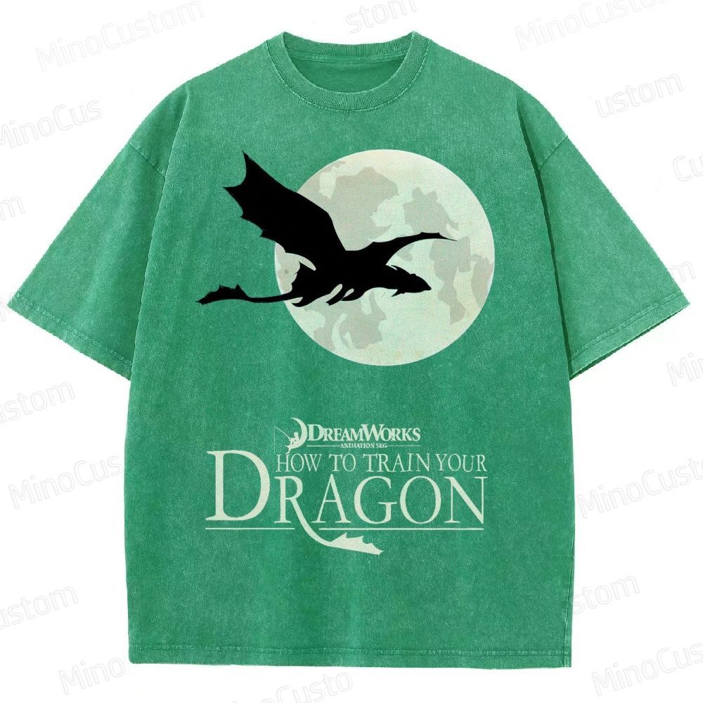 "How to Train Your Dragon" Moonlight Silhouette Washed T-Shirt