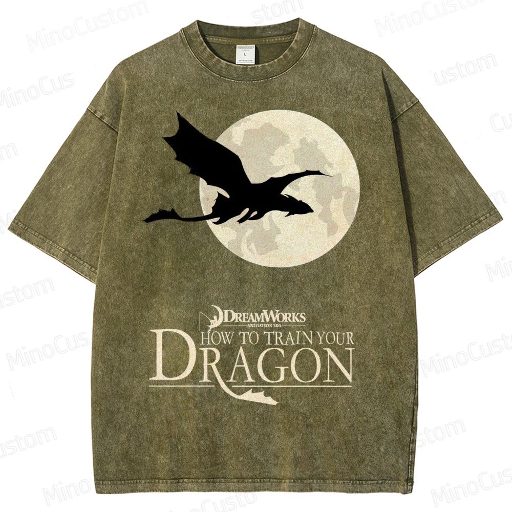 "How to Train Your Dragon" Moonlight Silhouette Washed T-Shirt