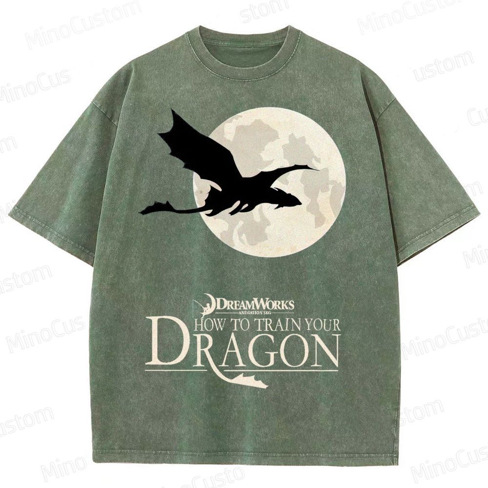 "How to Train Your Dragon" Moonlight Silhouette Washed T-Shirt