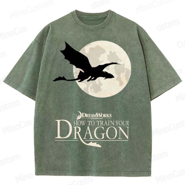 "How to Train Your Dragon" Moonlight Silhouette Washed T-Shirt