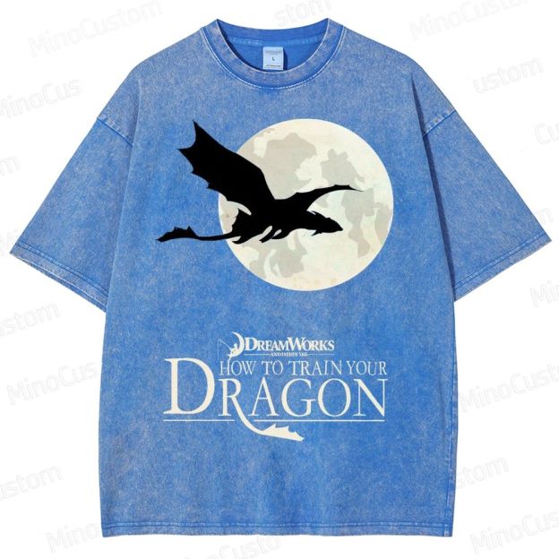 "How to Train Your Dragon" Moonlight Silhouette Washed T-Shirt