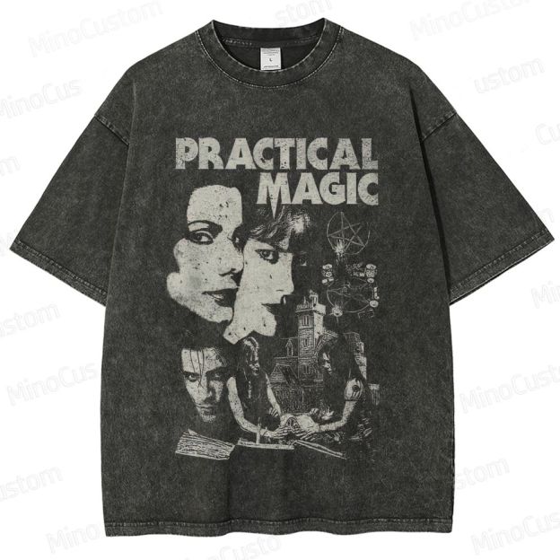 Practical Magic Character and Occult Graphic Washed Vintage T - Shirt