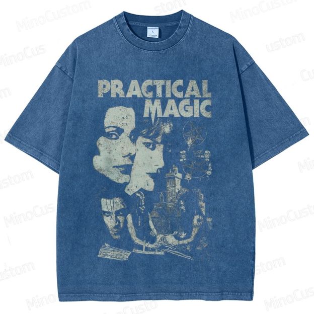 Practical Magic Character and Occult Graphic Washed Vintage T - Shirt