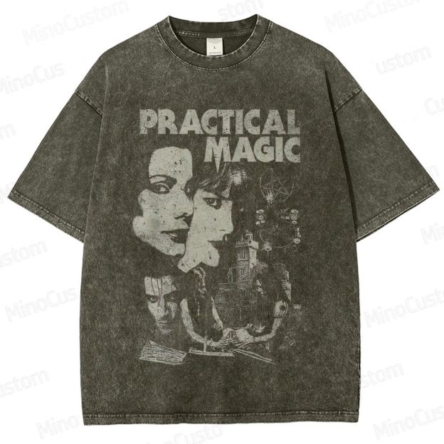 Practical Magic Character and Occult Graphic Washed Vintage T - Shirt