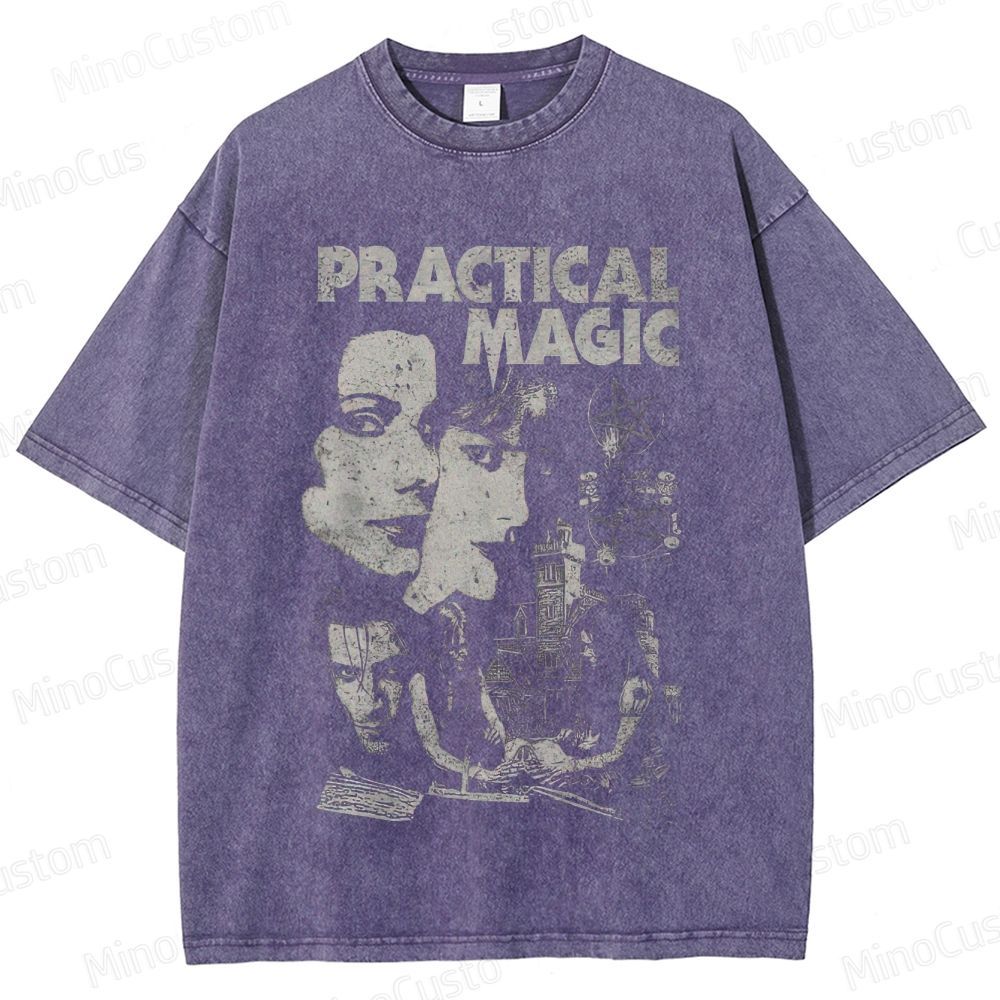 Practical Magic Character and Occult Graphic Washed Vintage T - Shirt