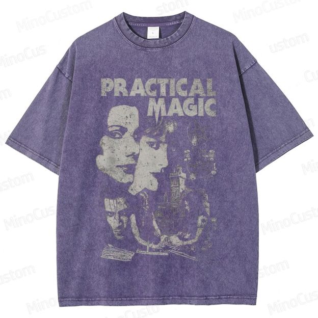 Practical Magic Character and Occult Graphic Washed Vintage T - Shirt