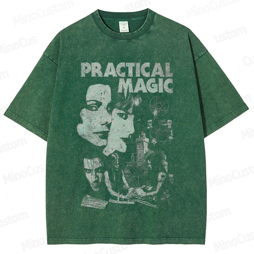 Practical Magic Character and Occult Graphic Washed Vintage T - Shirt