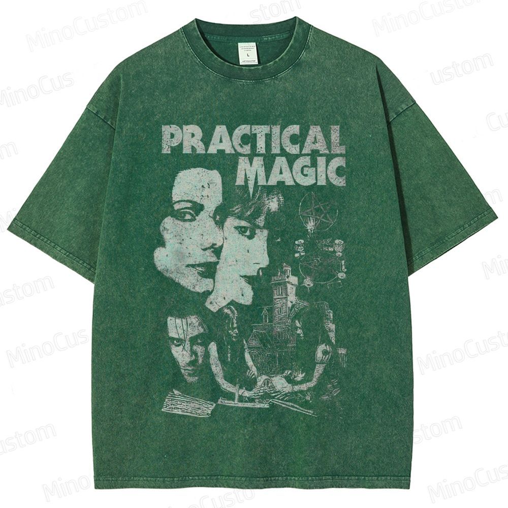 Practical Magic Character and Occult Graphic Washed Vintage T - Shirt