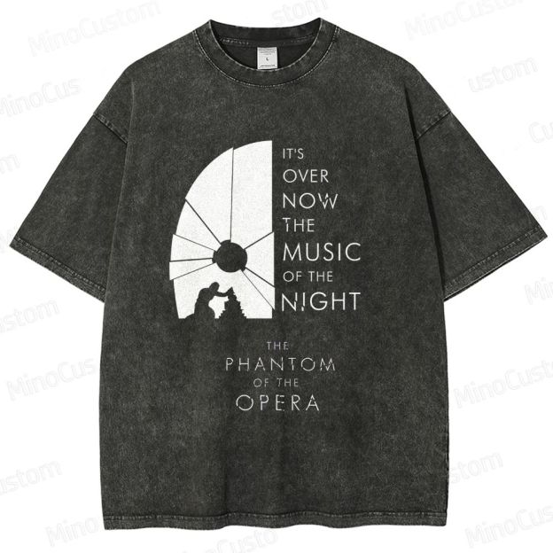 The Phantom of the Opera Quote and Silhouette Graphic Washed Vintage T - Shirt
