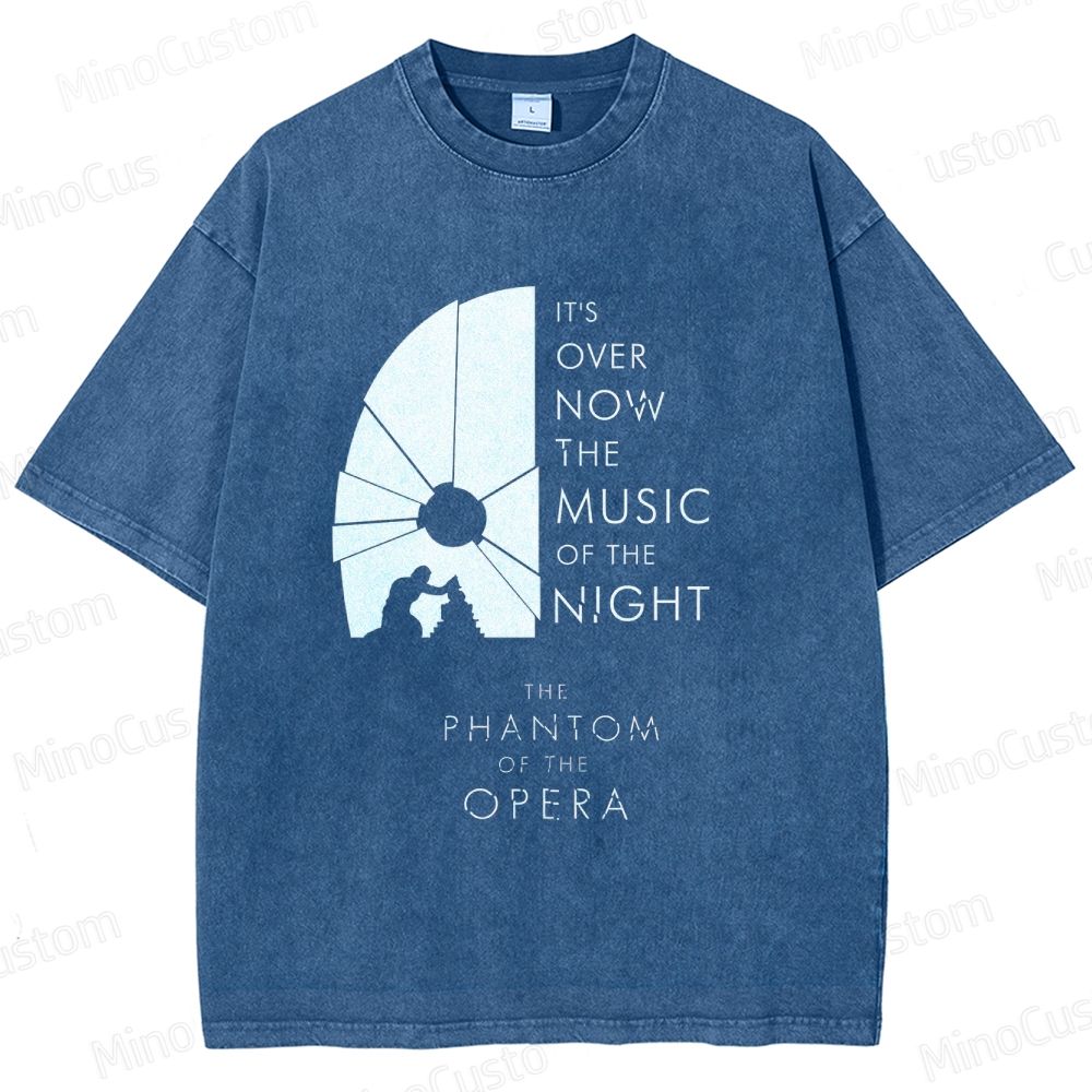 The Phantom of the Opera Quote and Silhouette Graphic Washed Vintage T - Shirt