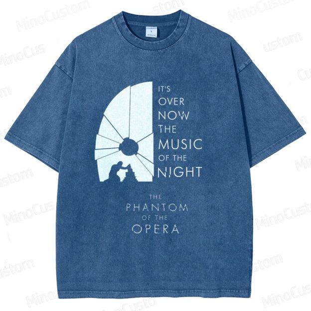 The Phantom of the Opera Quote and Silhouette Graphic Washed Vintage T - Shirt