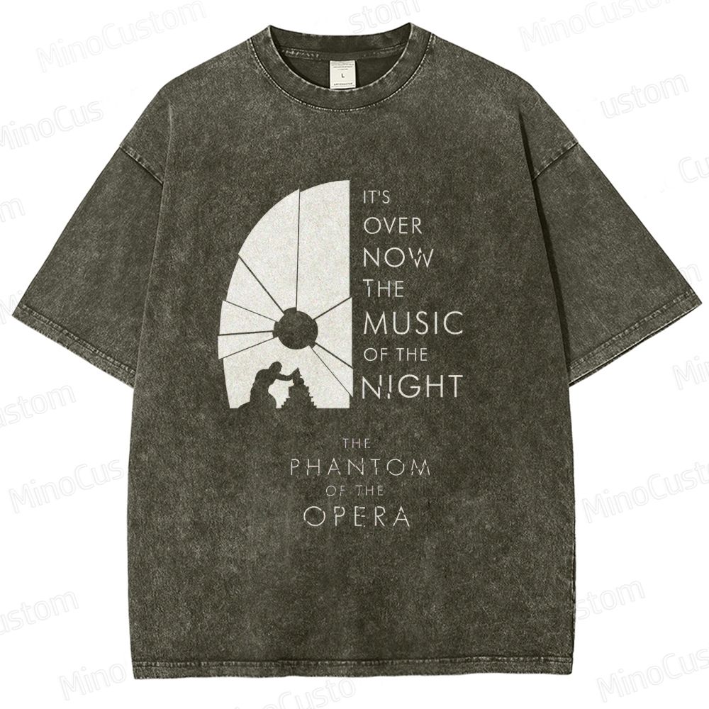 The Phantom of the Opera Quote and Silhouette Graphic Washed Vintage T - Shirt