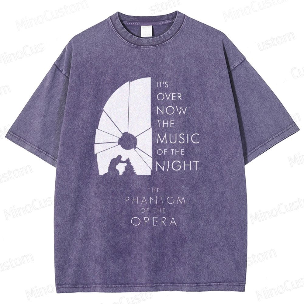 The Phantom of the Opera Quote and Silhouette Graphic Washed Vintage T - Shirt