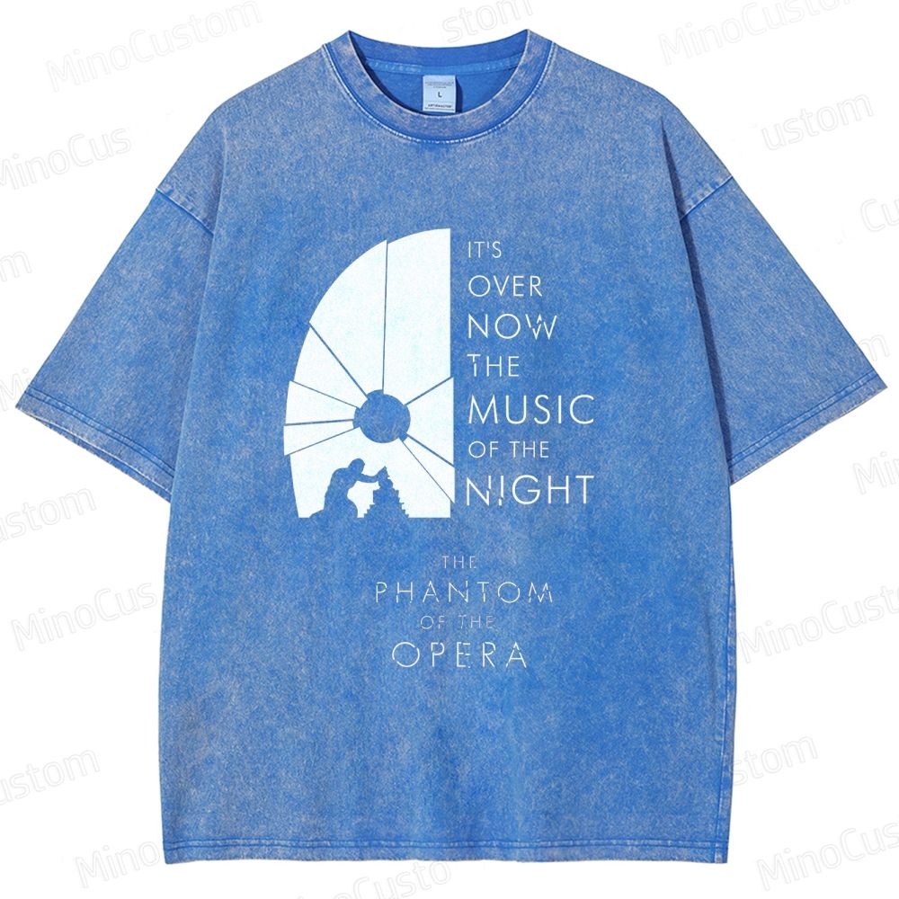 The Phantom of the Opera Quote and Silhouette Graphic Washed Vintage T - Shirt