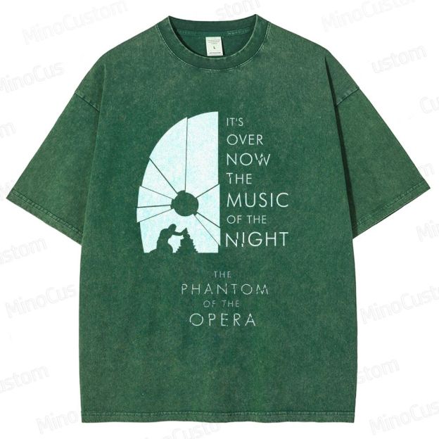 The Phantom of the Opera Quote and Silhouette Graphic Washed Vintage T - Shirt
