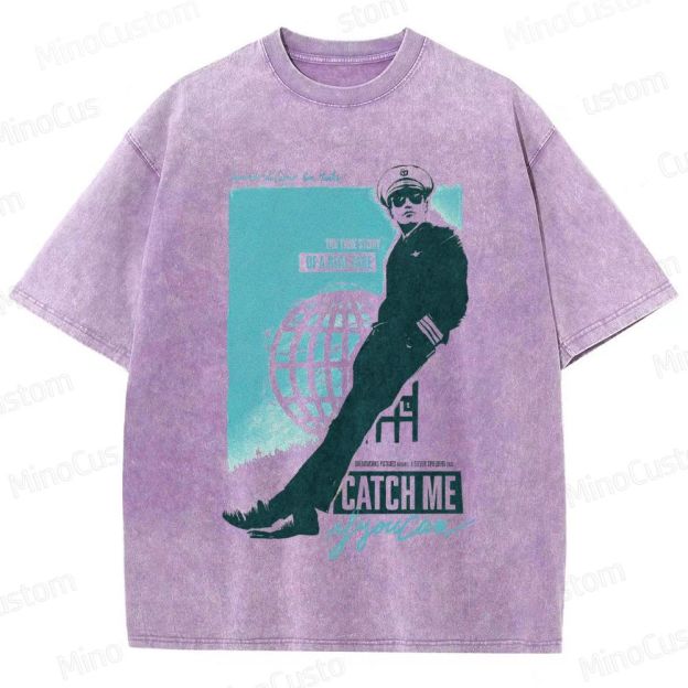 Catch Me If You Can Character and Poster Graphic Washed Vintage T - Shirt