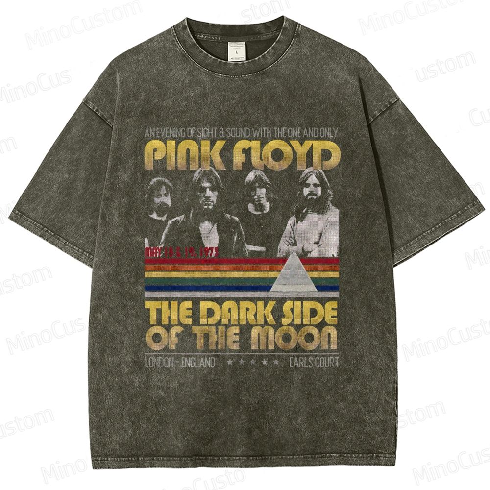 Pink Floyd The Dark Side of the Moon Band and Album Graphic Washed Vintage T - Shirt