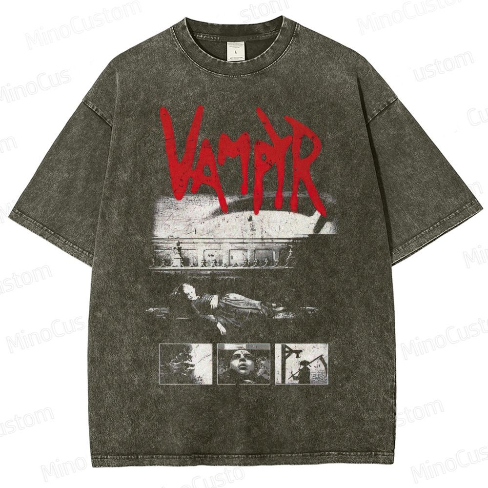 Vampyr Scene and Collage Graphic Washed Vintage T - Shirt