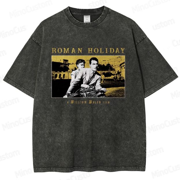 Roman Holiday Scene and Title Graphic Washed Vintage T - Shirt