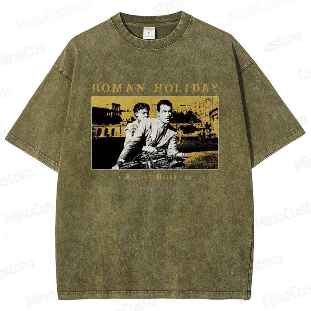 Roman Holiday Scene and Title Graphic Washed Vintage T - Shirt