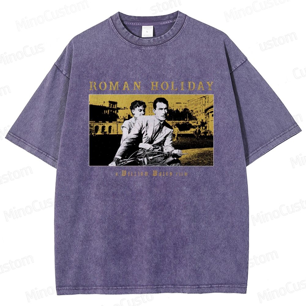 Roman Holiday Scene and Title Graphic Washed Vintage T - Shirt