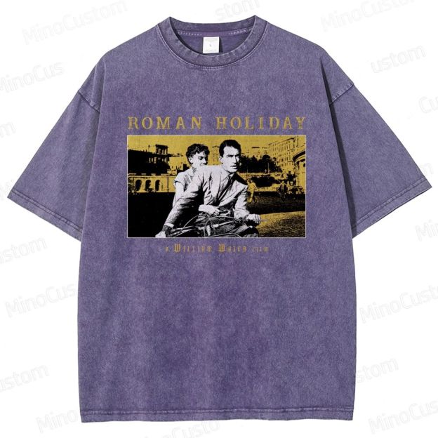 Roman Holiday Scene and Title Graphic Washed Vintage T - Shirt