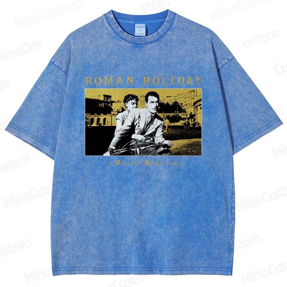 Roman Holiday Scene and Title Graphic Washed Vintage T - Shirt