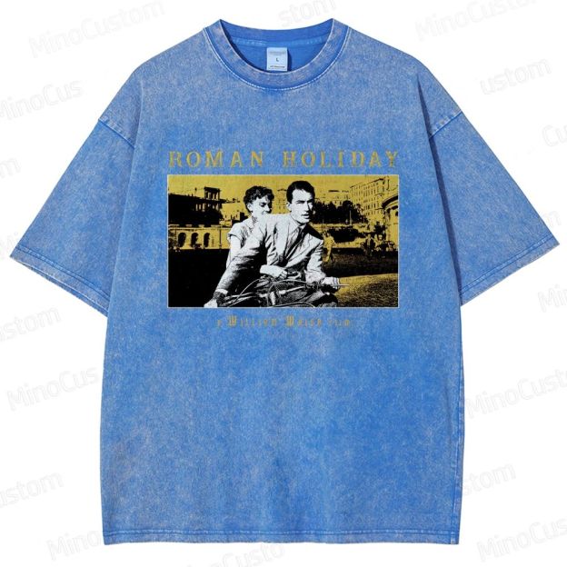 Roman Holiday Scene and Title Graphic Washed Vintage T - Shirt